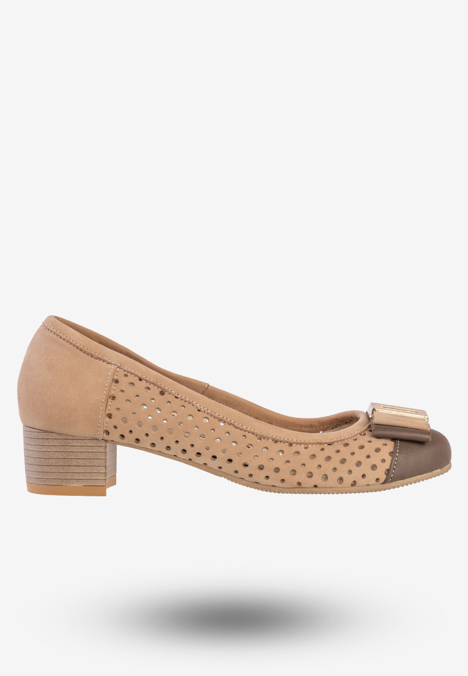 Czółenka Damskie Skórzane Buty Eleganckie Korda Brązowe 2815
