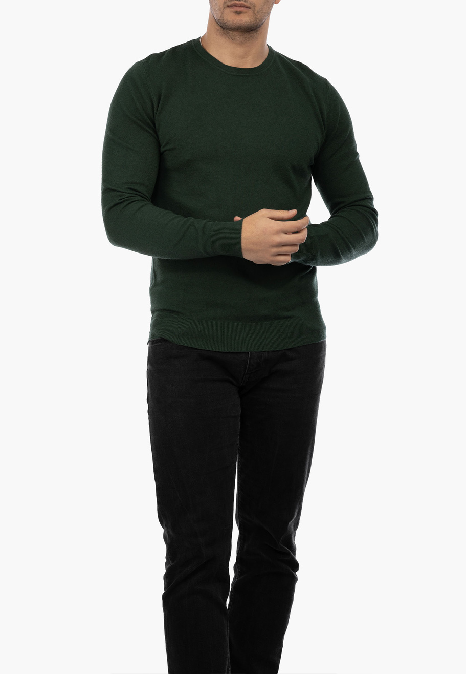 Sweter Męski Elegancki Klasyczny Basic Zielony S-Z-1-2024