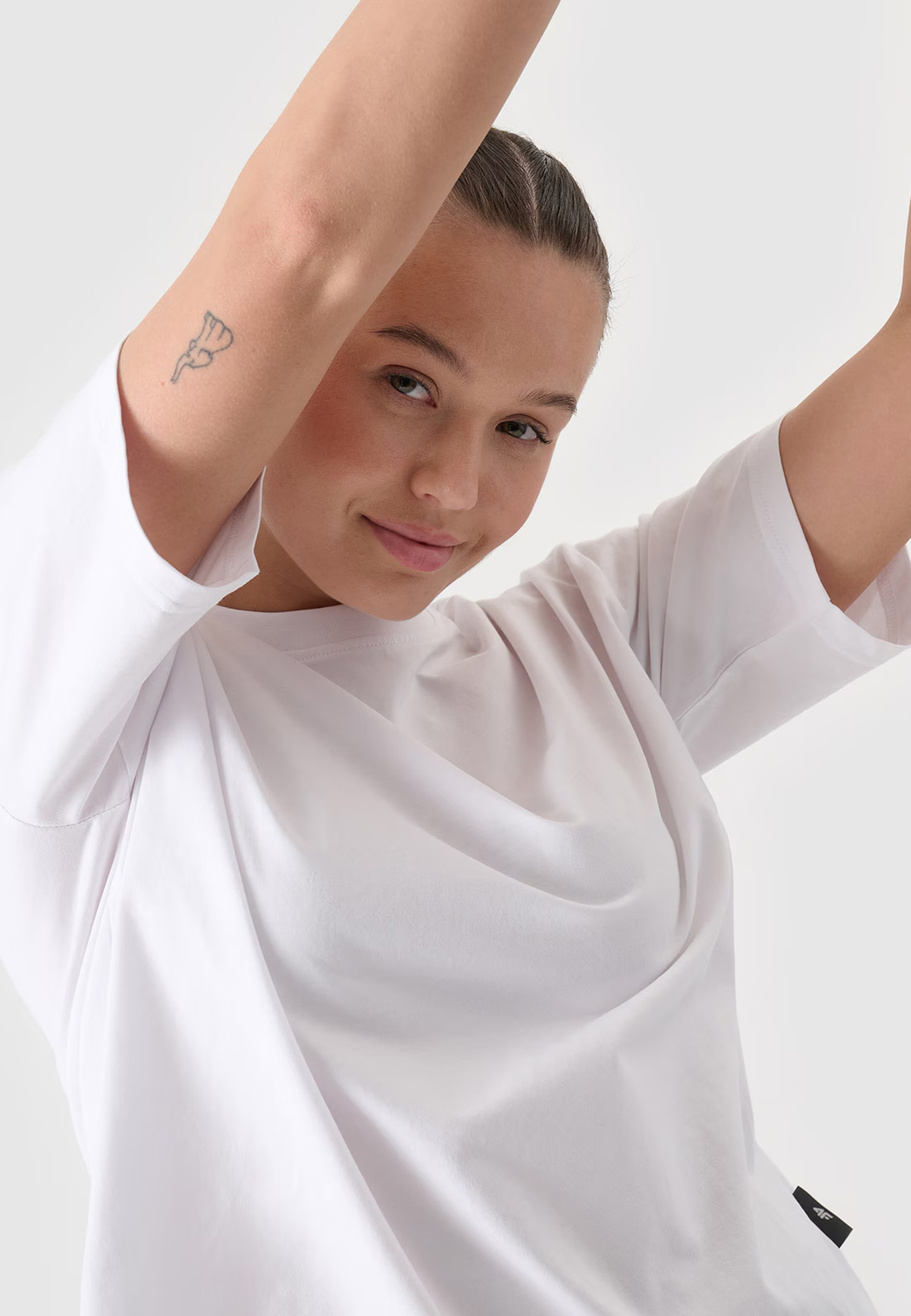 Koszulka Damska 4F T-shirt Oversize Basic Biały 4FRSS24TTSHF2545