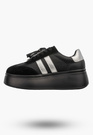 Sneakersy Damskie Skórzane Półbuty Buty Na Platformie Czarne D&A