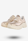 Sneakersy Buty Damskie Półbuty Skórzane Sportowe Złote Eleganckie 2365A