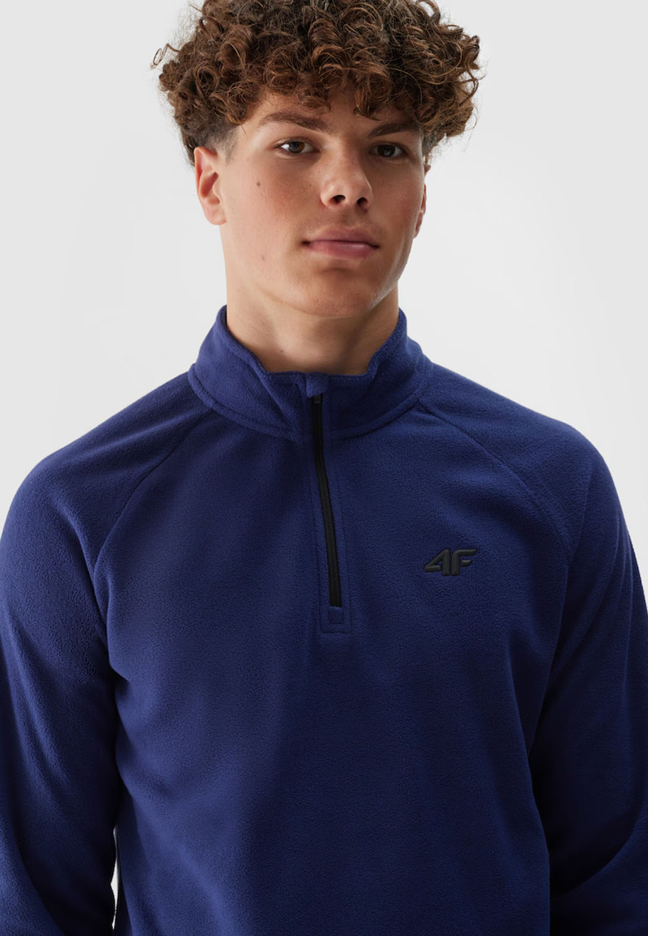 Bluza Polarowa Męska 4F Sportowa Narciarska Slim ze Stójką Granatowa 4FWAW24UFLEM044