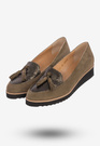 Buty Damskie Mokasyny Na Koturnie Modne Khaki 1152X