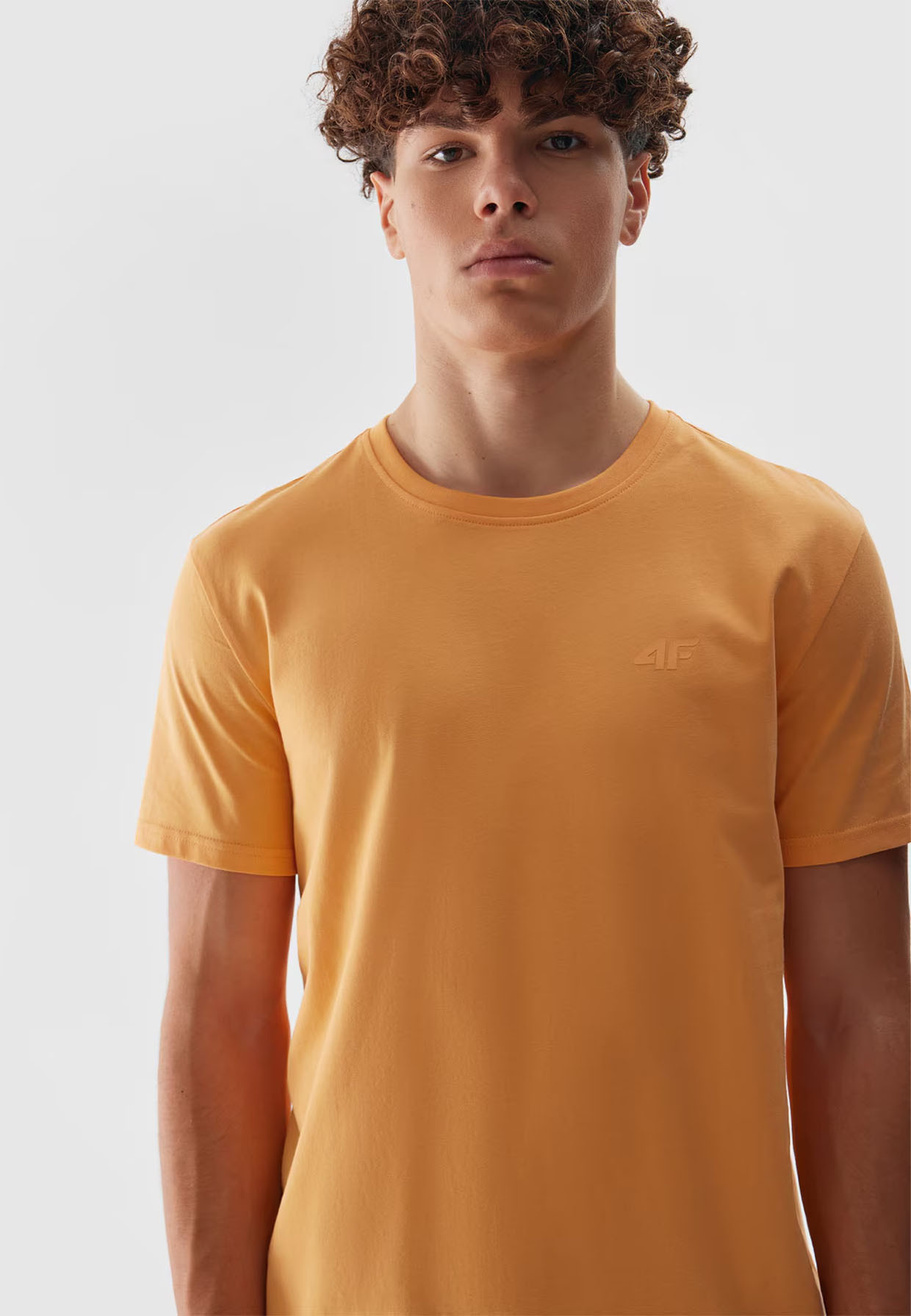 Koszulka Męska 4F Sportowy T-shirt Pomarańczowy Regular TTSHM1154