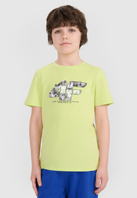 Koszulka Chłopięca 4F T-shirt Z Nadrukiem Jasny Zielony 4FJRSS24TTSHM2210