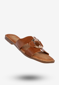 Klapki Damskie Ekoskóra Buty Na Lato Casual Stylowe Brązowe MSMG WS9066-1