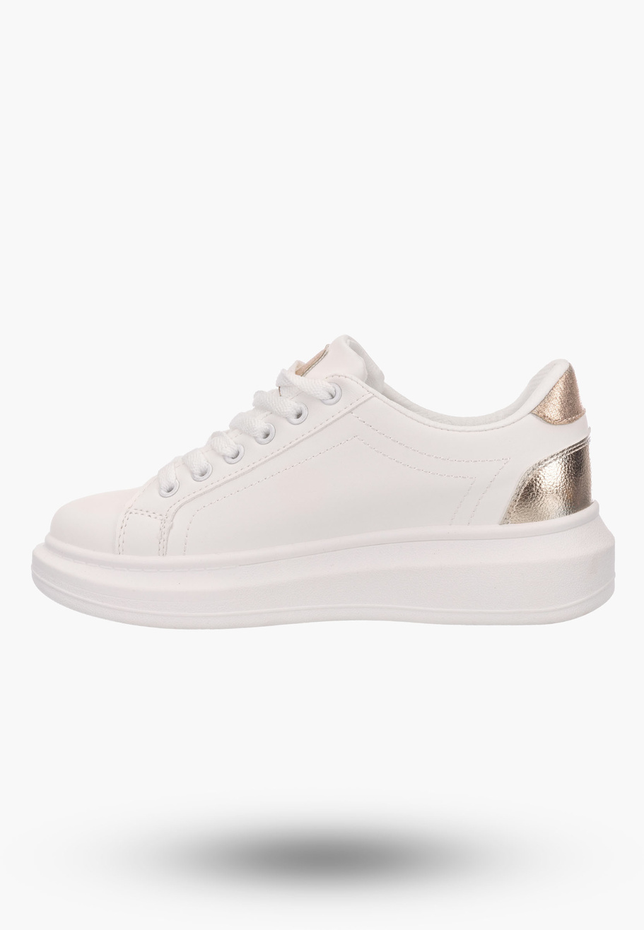 Półbuty Damskie Białe Sneakersy Lekkie na wysokiej podeszwie