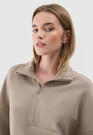 Bluza Dresowa Damska 4F Bez Kaptura Ze Stójką Beżowa 4FRAW24TSWSF1824
