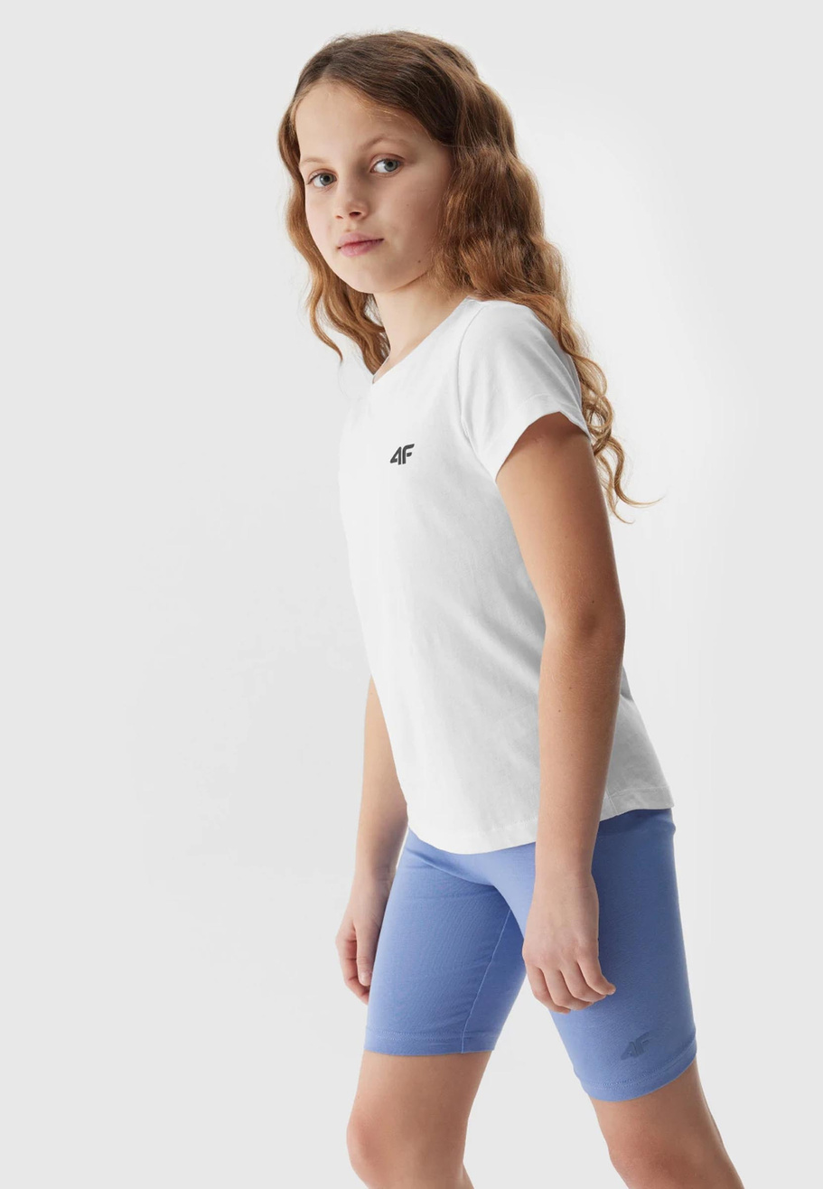 Legginsy Dziewczęce Kolarki 4F dzianinowe niebieskie 4FJWSS24TTIGF129