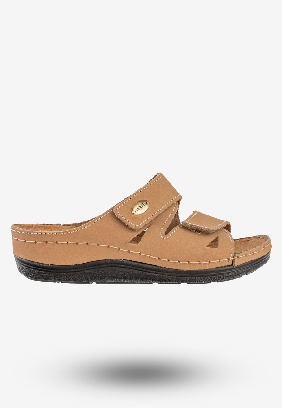 Klapki Damskie Buty Wygodne Skórzana Wkładka Inblu Brązowe LF-07