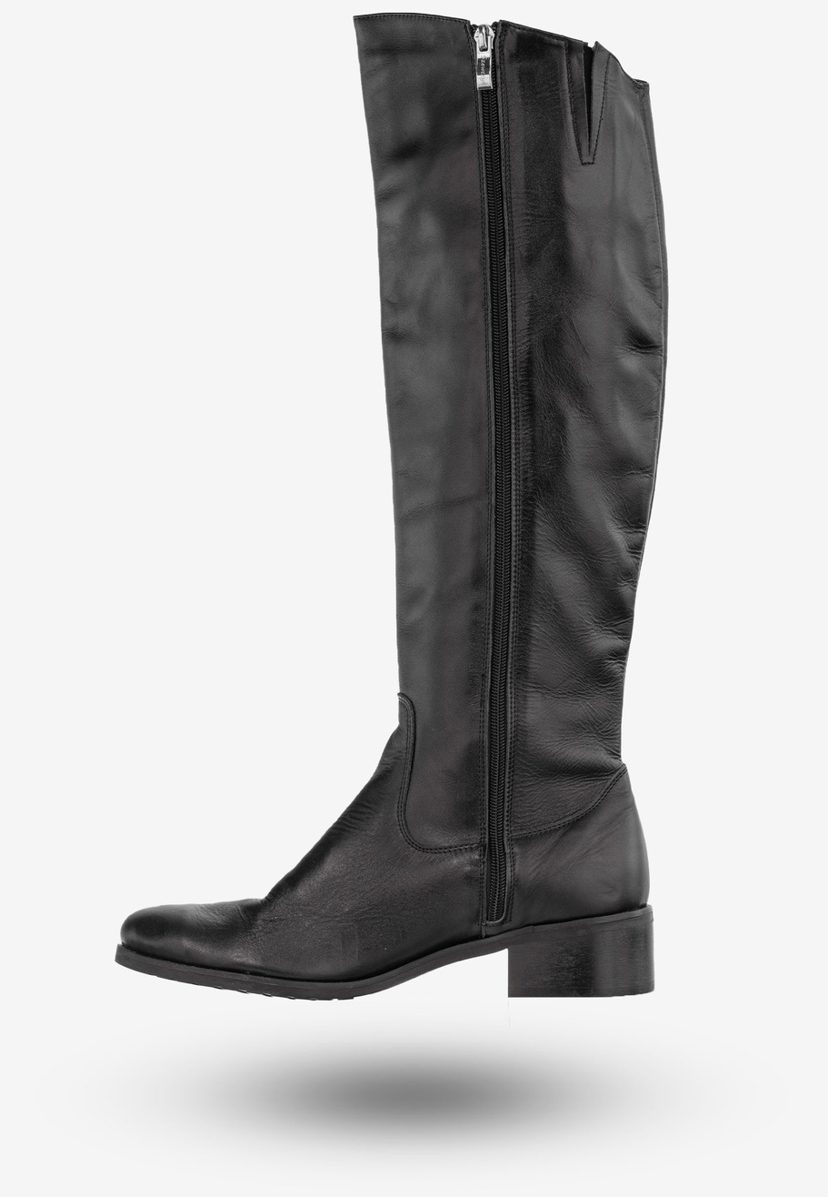Kozaki Damskie Skórzane Buty Ocieplane Na Zimę Szewczyk Czarne 316