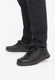 Półbuty Męskie RIEKER Skórzane Buty Casual Sneakersy Czarne 10407-00