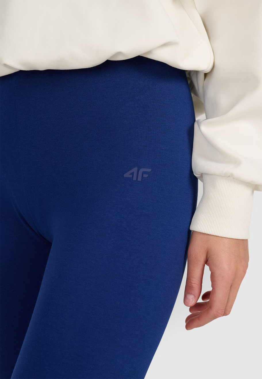 Legginsy Damskie 4F Spodnie Dzianinowe z wysokim stanem Granatowe 4FWMM00TTIGF195