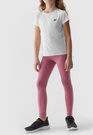 Legginsy Dziewczęce Spodnie 4F Bawełna Dzianinowe Różowe 4FJWSS24TTIGF130