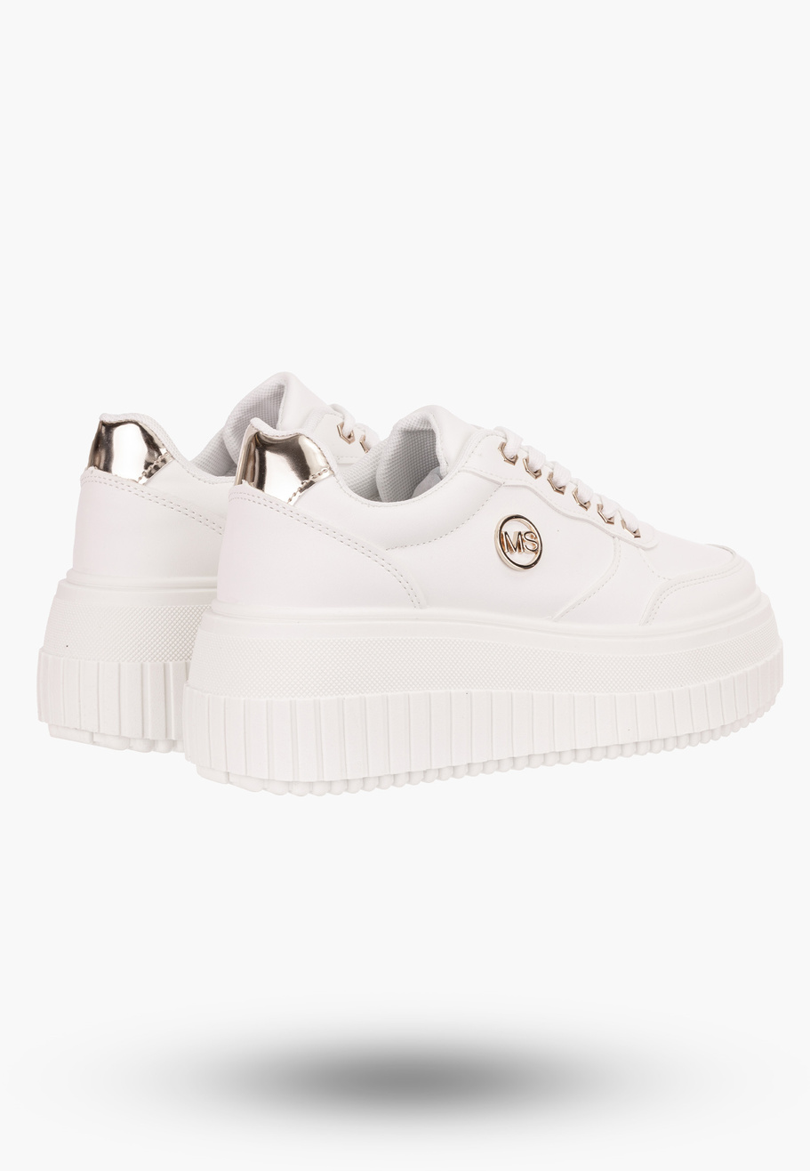 Sneakersy Damskie Białe na wysokie podeszwie