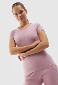Koszulka Damska 4F Różowy T-shirt z Dużym Logiem 4F 4FWSS24TTSHF1163