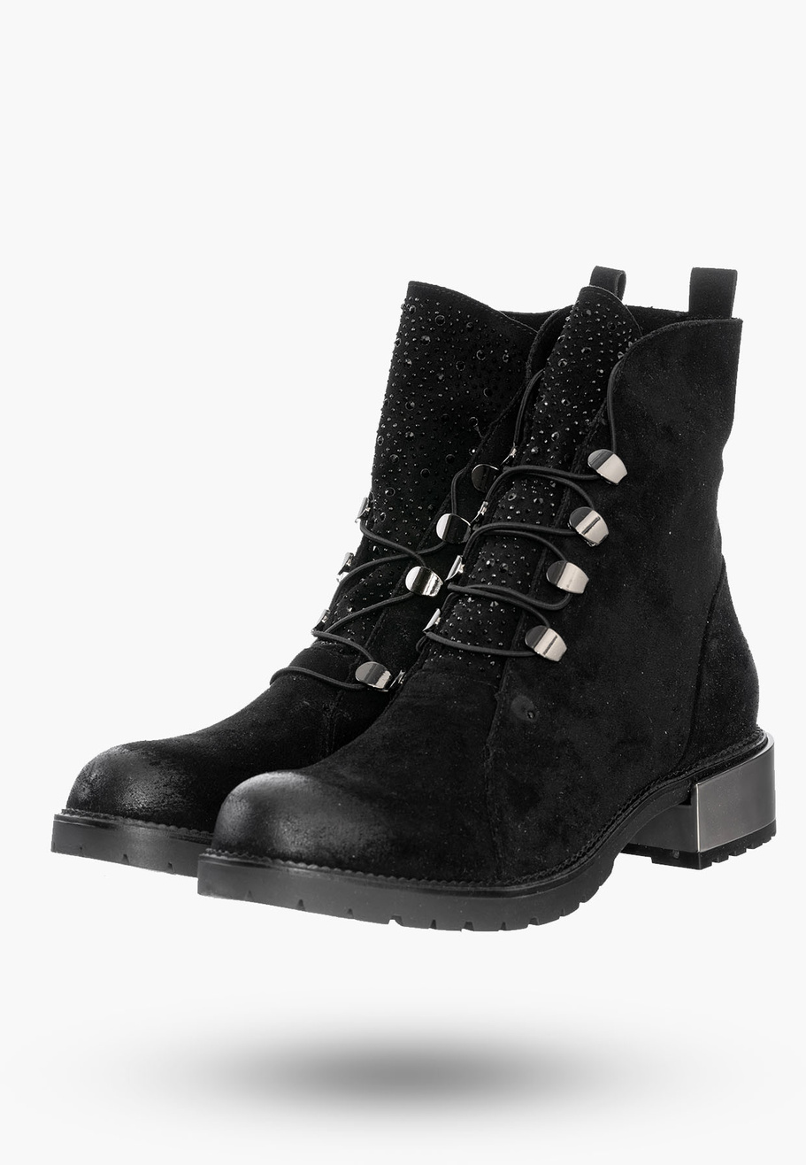 Buty Damskie Trapery Czarne z Ekoskóry Na Zimę GD-LJ-202