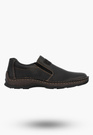 Półbuty Męskie Skórzane Wsuwane RIEKER Szerokie Buty Casual Czarne