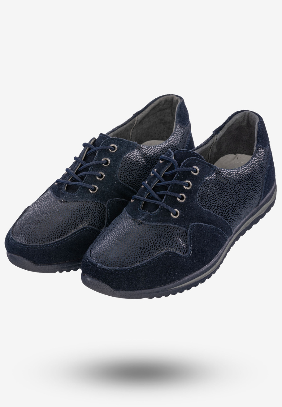 Półbuty Damskie Buty Skórzane Sneakersy Granatowe DK FJL160084