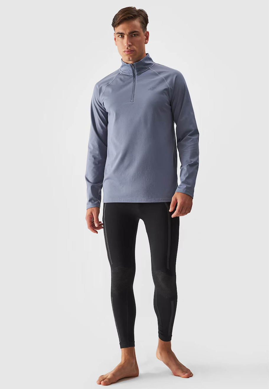 Bluza Męska Sportowa 4F Narciarska Termiczna 4F Warm Ze Stójką Niebieska 4FWAW24UBRUM076