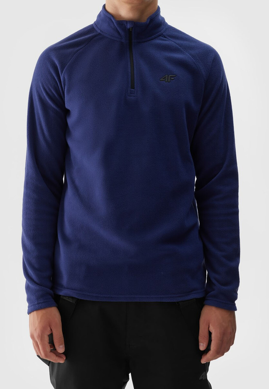 Bluza Polarowa Męska 4F Sportowa Narciarska Slim ze Stójką Granatowa 4FWAW24UFLEM044