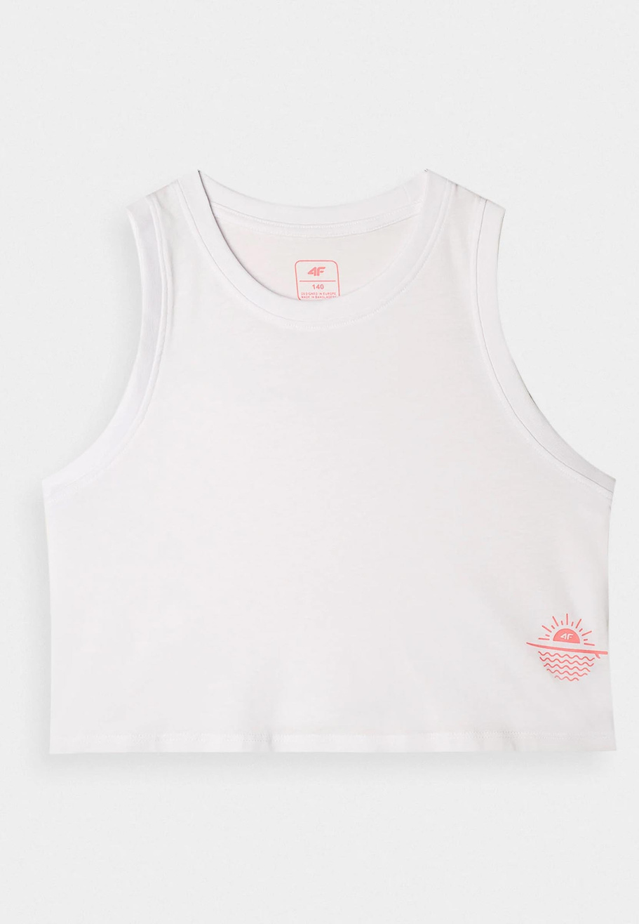 Koszulka Dziewczęca 4F T-shirt Biały na ramiączkach 4FJRSS24TSLEF187