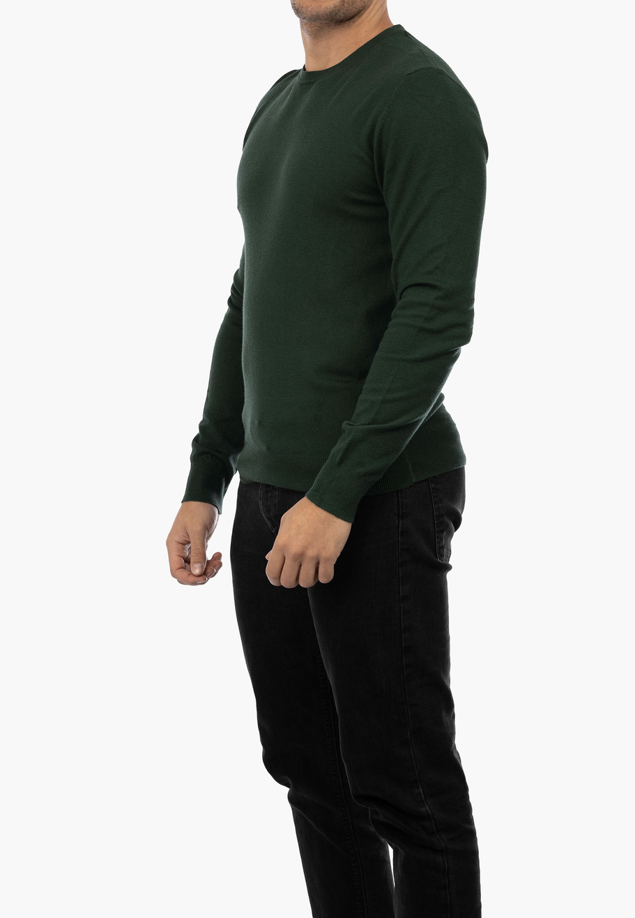 Sweter Męski Elegancki Klasyczny Basic Zielony S-Z-1-2024