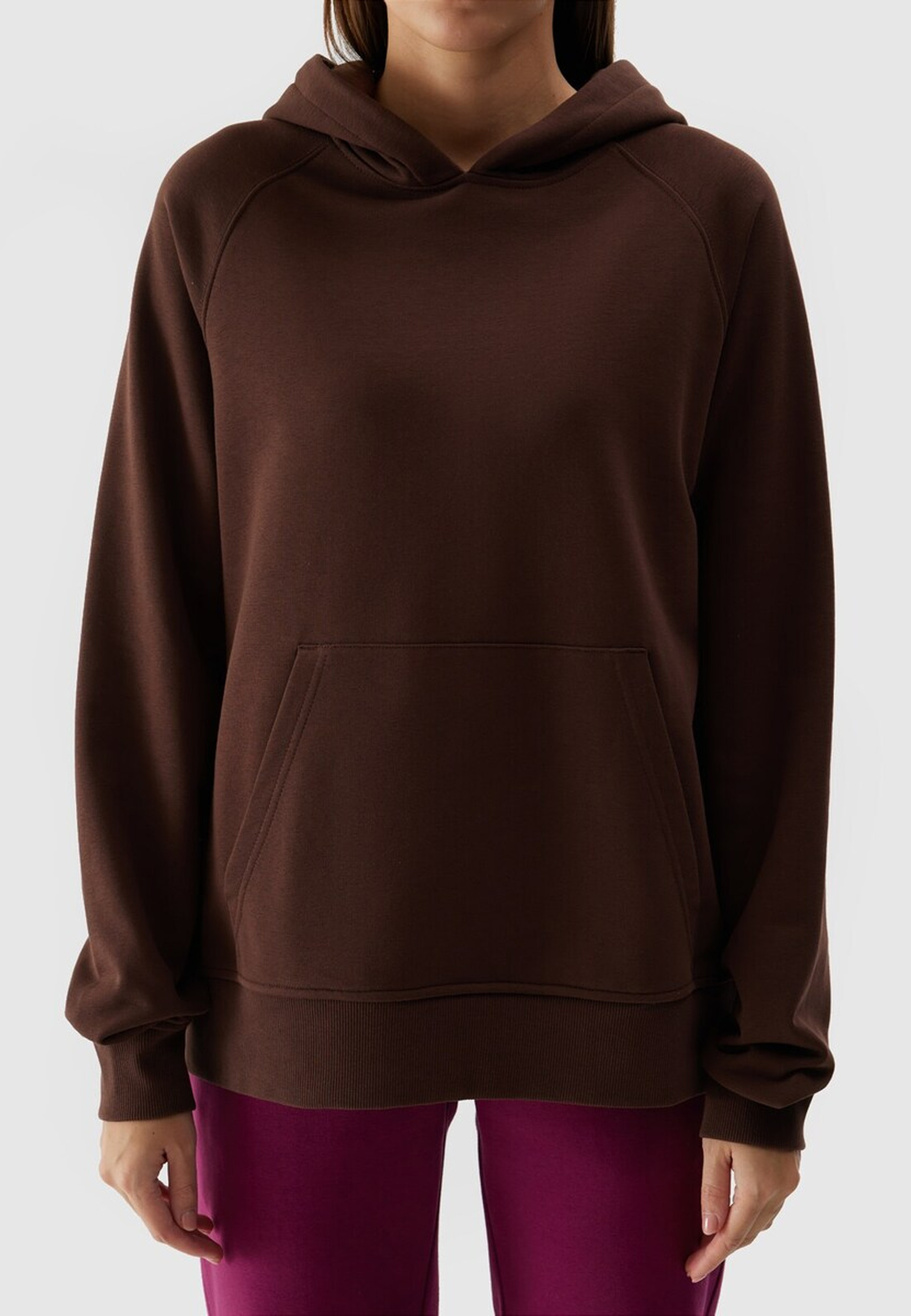 Bluza Damska 4F Sportowa Dresowa Nierozpinana Z Kapturem Brązowa 4FWSS24TSWSF0955