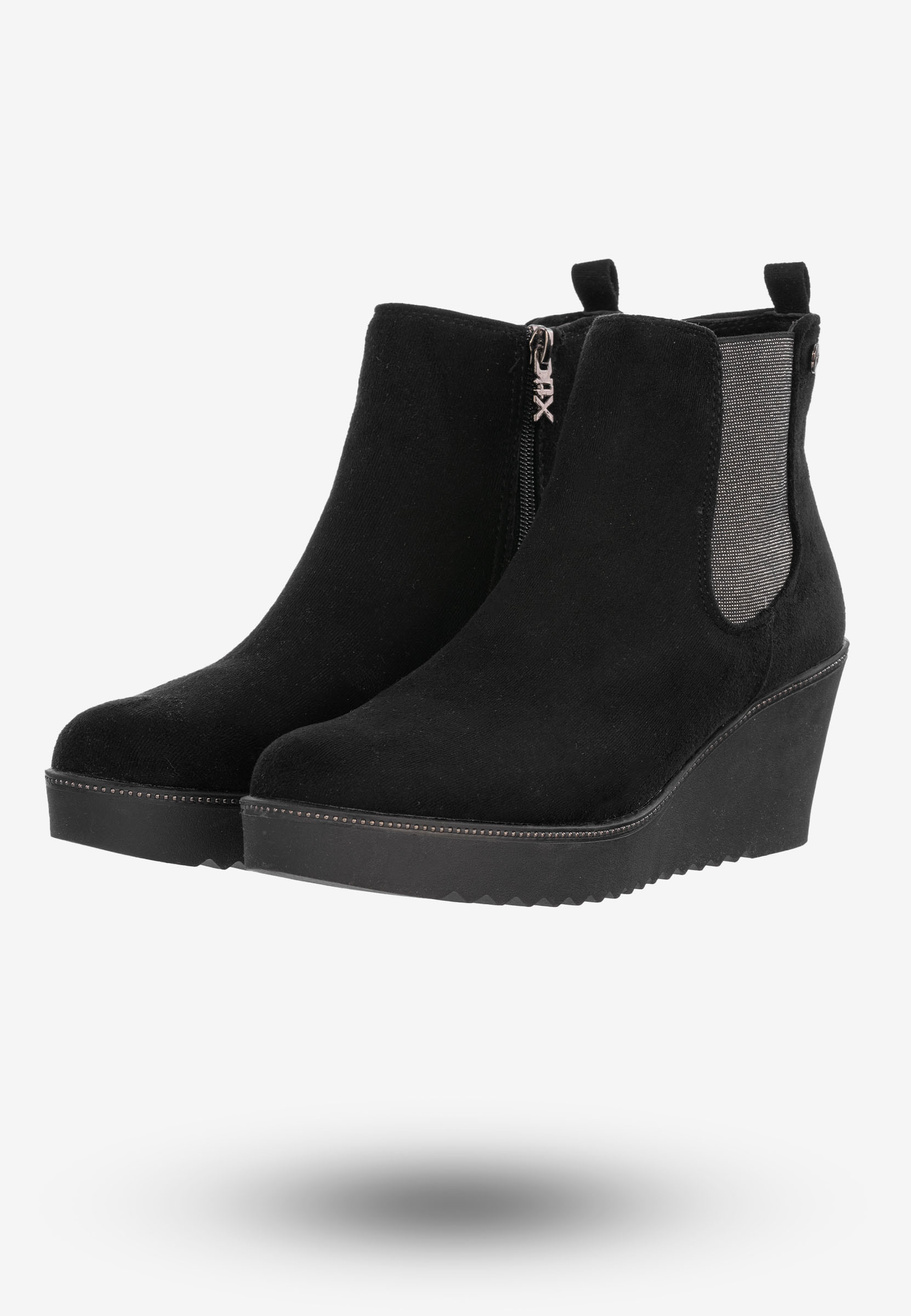 Botki Damskie Buty Na Koturnie Eleganckie Na Zimę Czarne 48451
