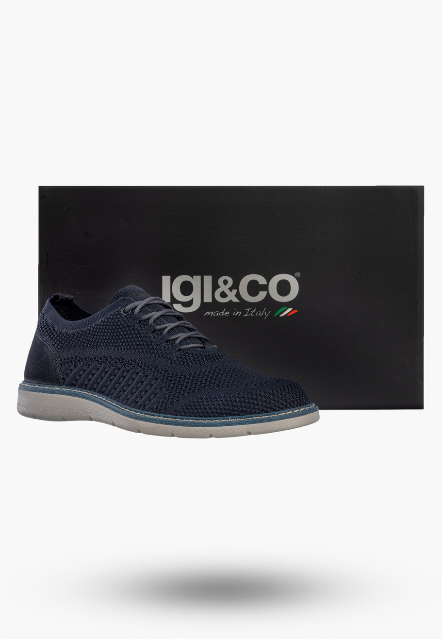 Półbuty Męskie Buty Eleganckie Sneakersy Skóra Naturalna Granatowe IGI&CO 1104011