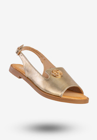 Sandały Damskie Ekoskóra Buty Eleganckie Płaski Obcas Złote Filippo DS3666/25GO