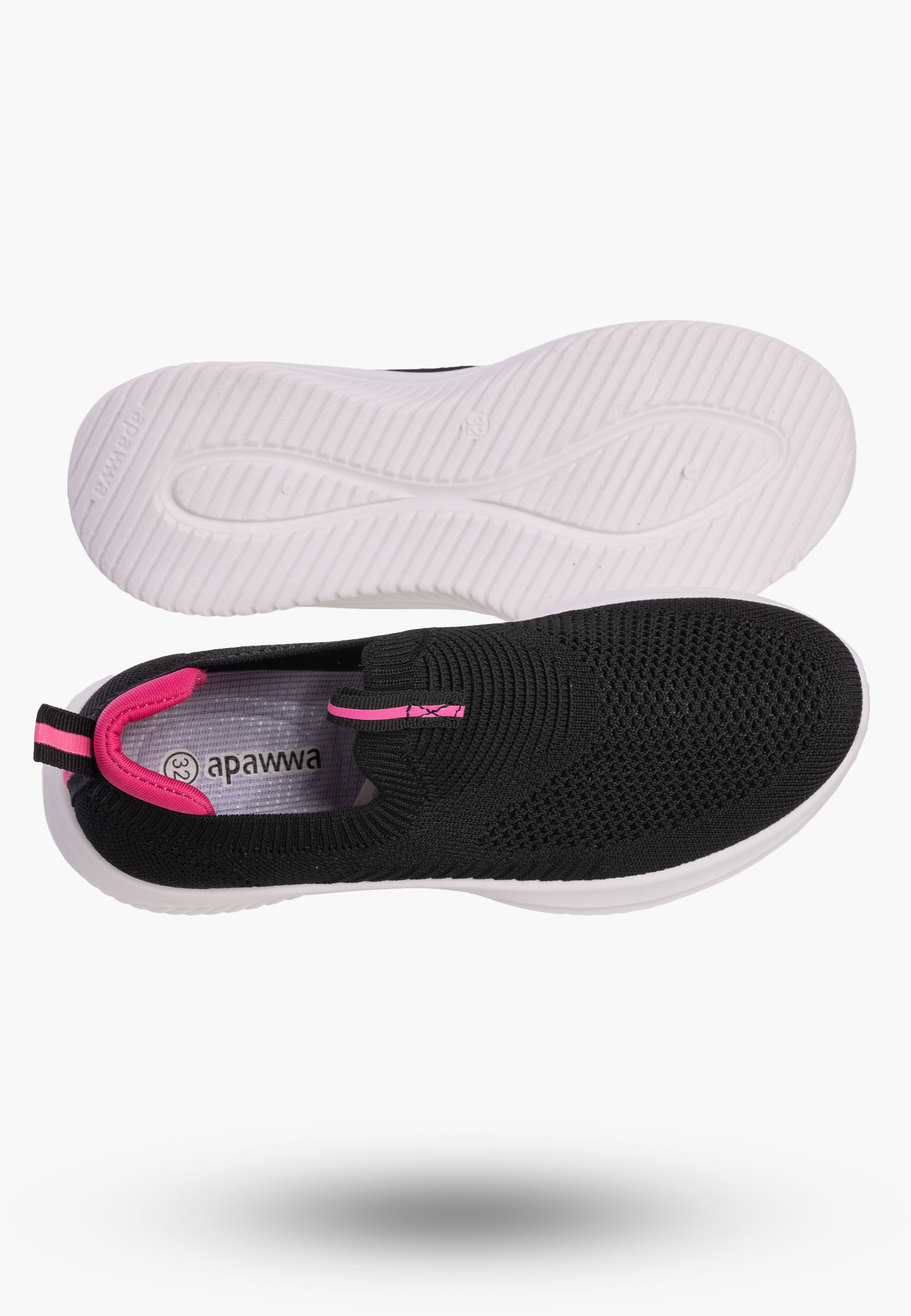 Buty Dziewczęce Sneakersy Czarne Wsuwane Tenisówki Dziecięce Z2401P