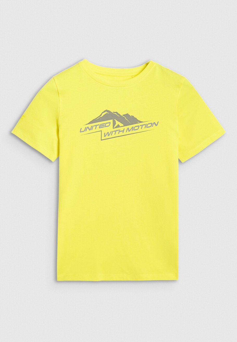 Koszulka Chłopięca 4F T-shirt Z Nadrukiem Żółty 4FJWAW25TTSHM2404