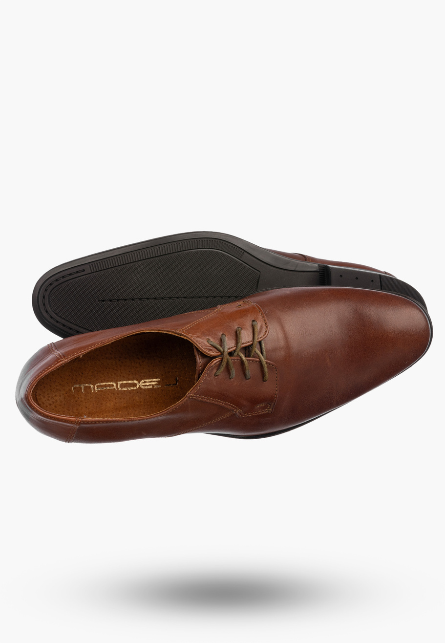 Półbuty Wizytowe Męskie Skórzane Buty Eleganckie Klasyczne Brązowe Madej