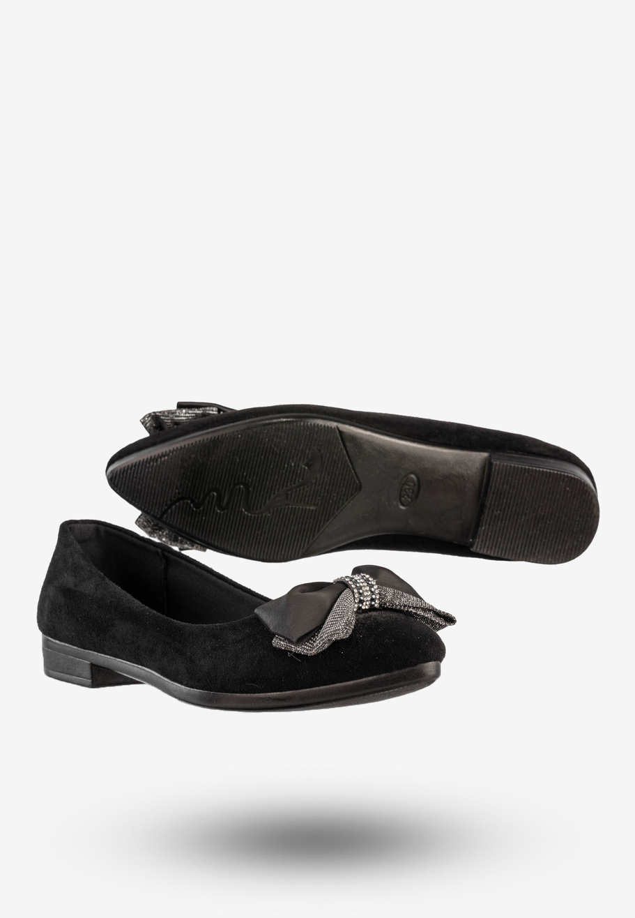 Baleriny Damskie Buty Z Kokardą Eleganckie Czarne News 22BL02-4820