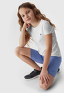 Legginsy Dziewczęce Kolarki 4F dzianinowe niebieskie 4FJWSS24TTIGF129