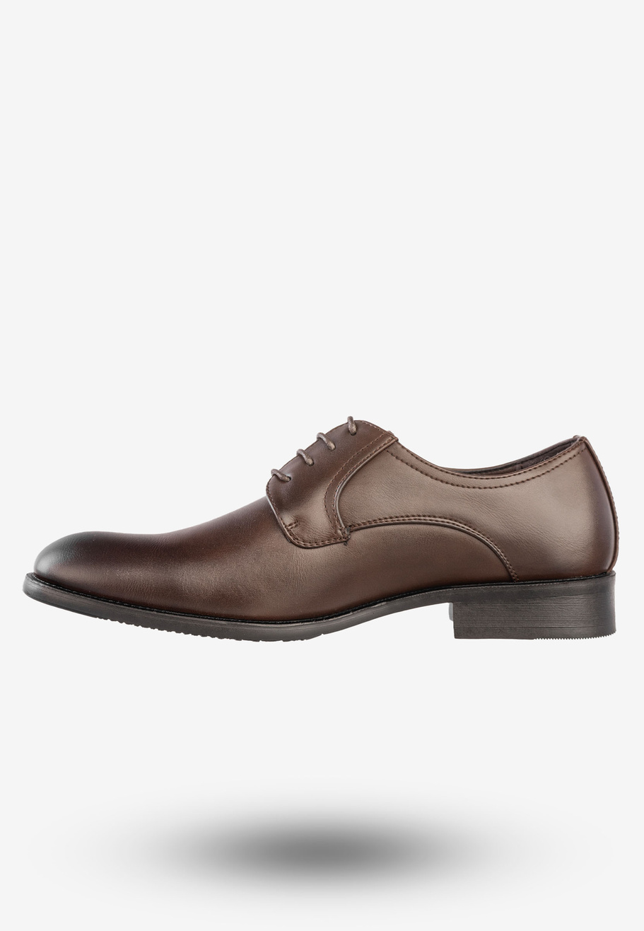 Półbuty Wizytowe Męskie Ekoskóra Buty Eleganckie Unisoft Kawowe 23MN26-4100