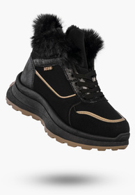 Botki Damskie Buty na platformie Sneakersy Ocieplane Trzewiki Czarne