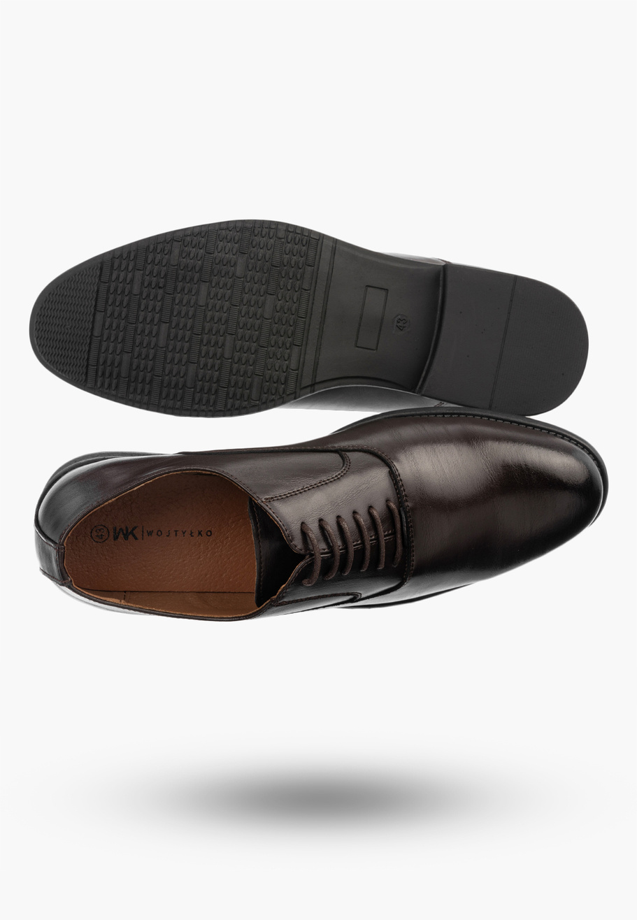 Buty Skórzane Męskie Półbuty Wizytowe Eleganckie Brązowe WOJTYŁKO