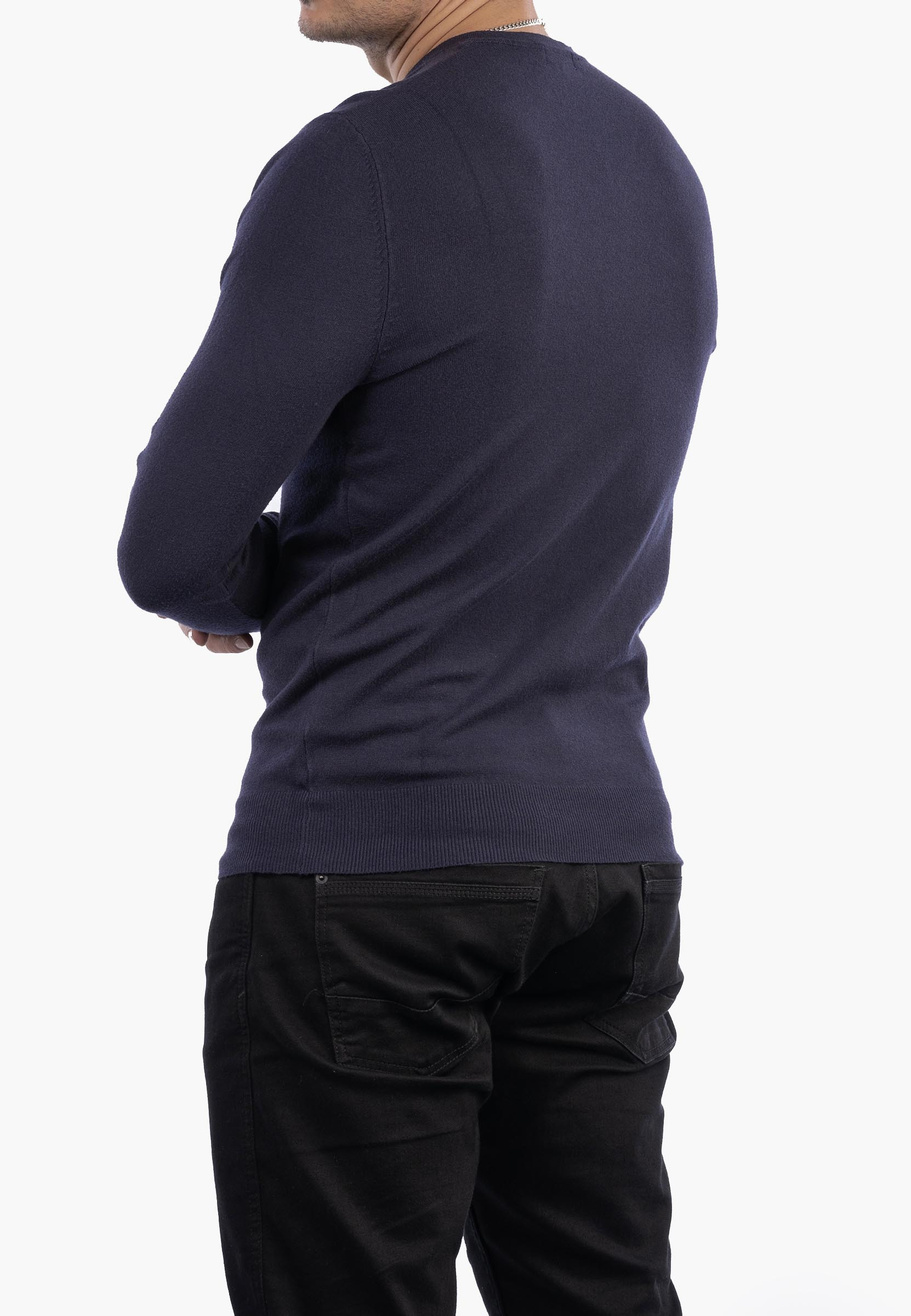 Sweter Męski Elegancki Klasyczny w serek Granatowy S2005