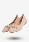 Baleriny Damskie Buty Z Kokardką Płaski Obcas Pudrowy Róż Bella Paris CB130-11