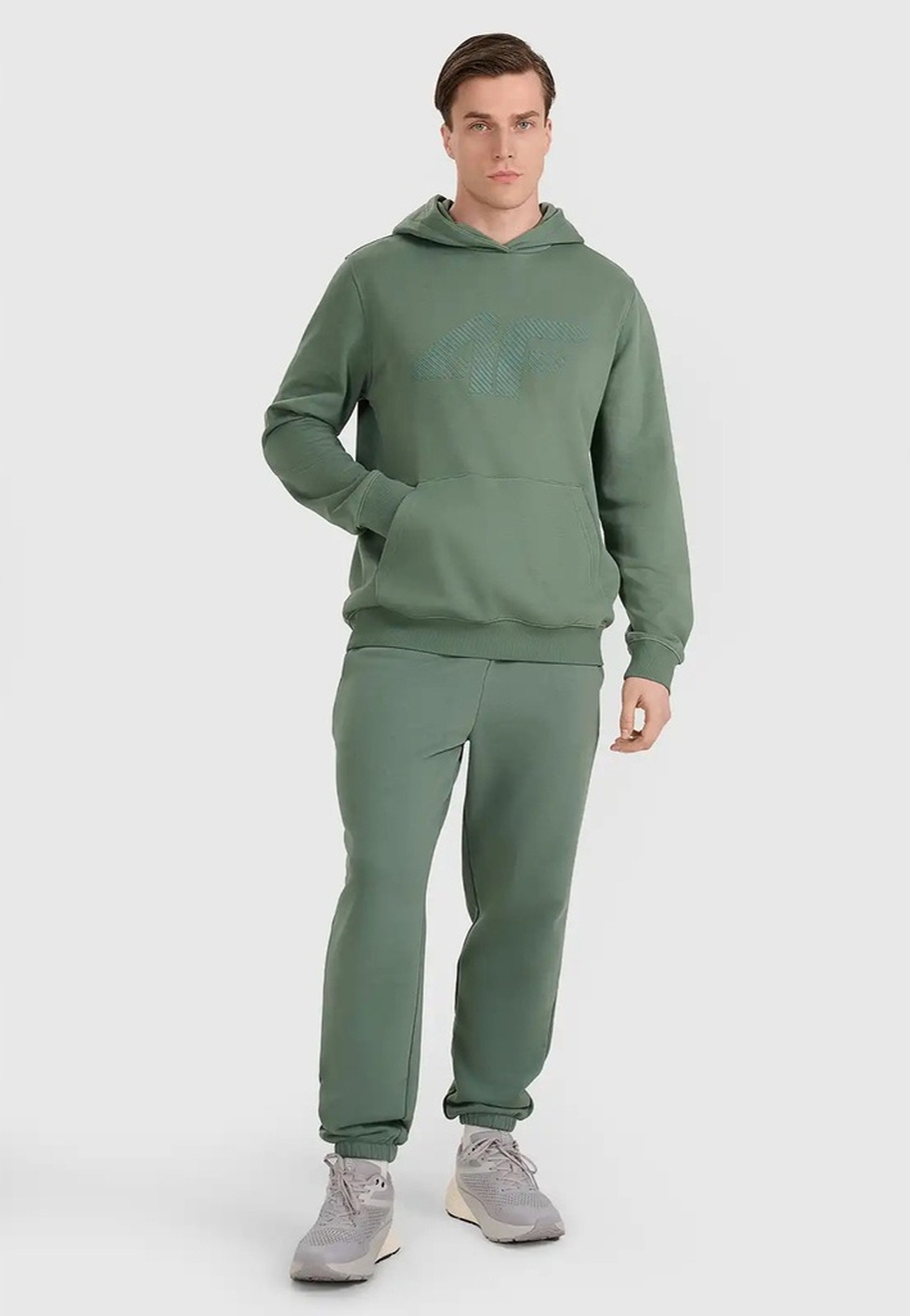 Bluza Męska 4F Z Kapturem Dresowa Z Logo Zielone 4FWAW25TSWSM1980