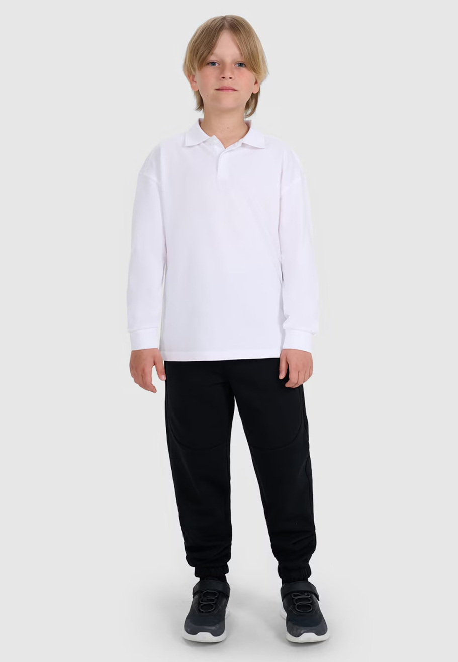 Longsleeve Chłopięcy 4F Regular Bluzka z kołnierzykiem Biała 4FJWAW25TLONM483