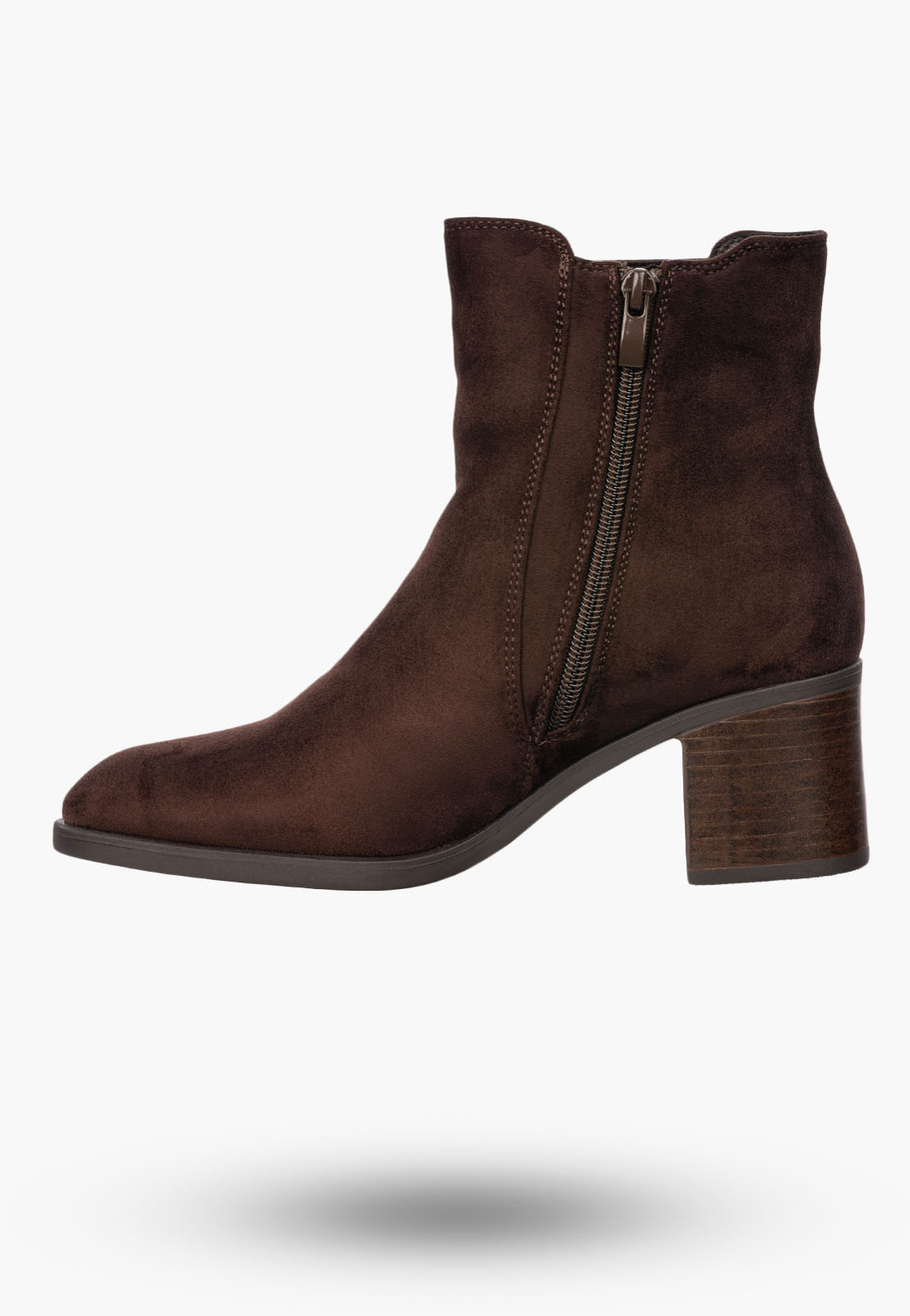 Botki Damskie Eleganckie Buty Na Obcasie Na Jesień Zimę Brązowe