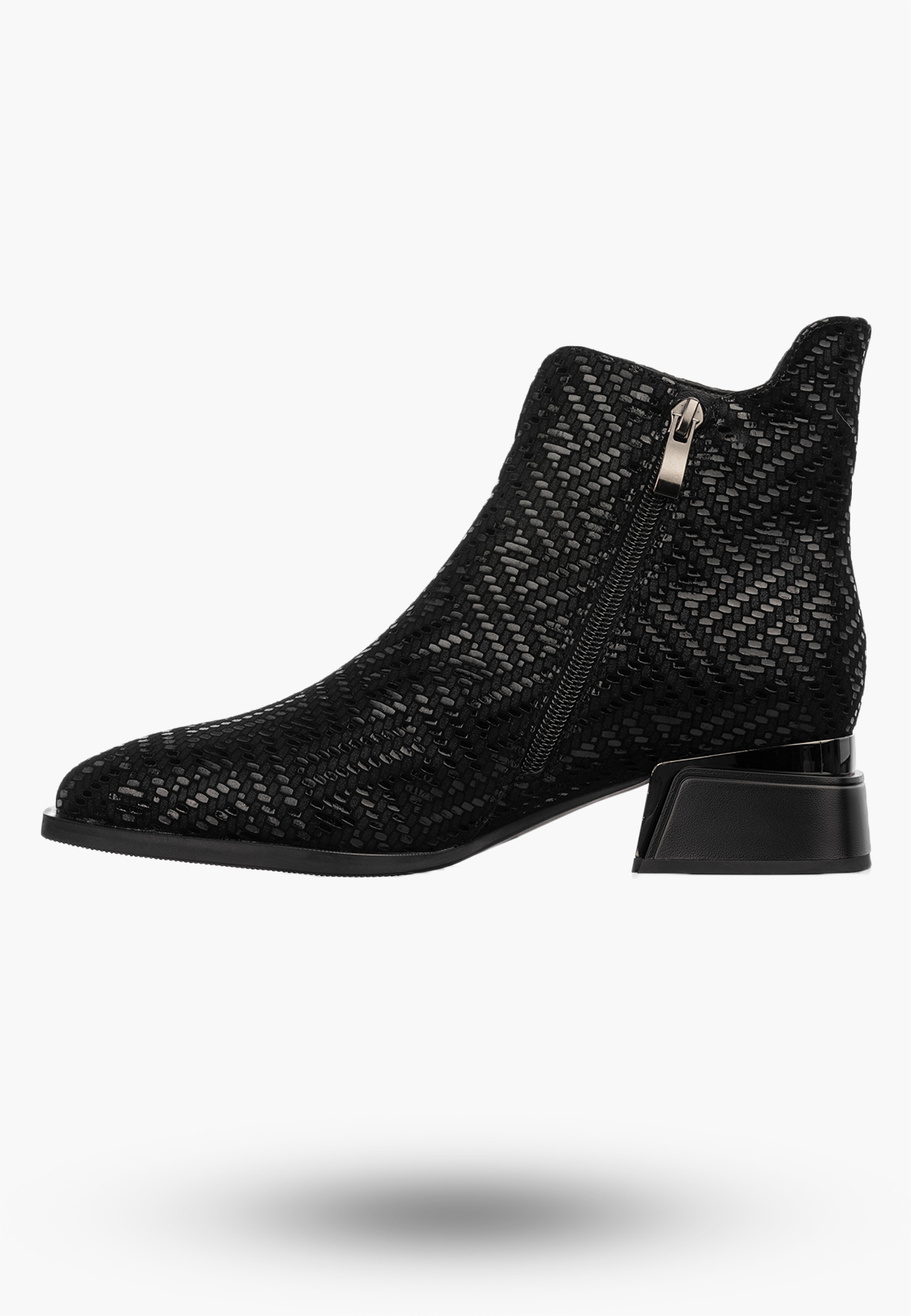 Botki Damskie Skórzane Buty Na Zimę Ocieplane Eleganckie Czarne D&A