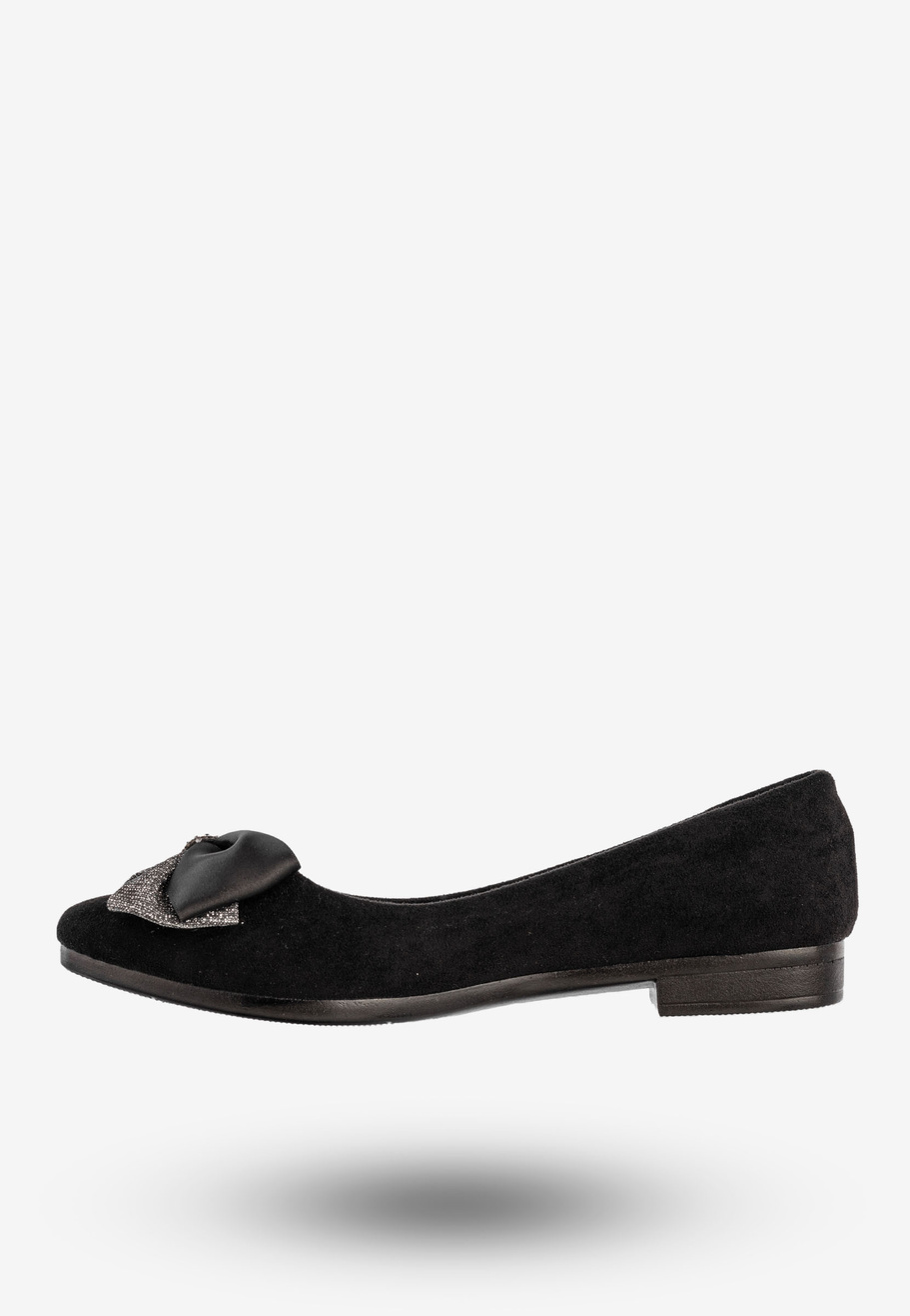Baleriny Damskie Buty Z Kokardą Eleganckie Czarne News 22BL02-4820