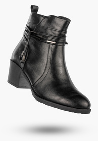 Botki Damskie Buty Eleganckie Ekoskóra Ocieplane Na Zimę Czarne Jezzi ASA128-37