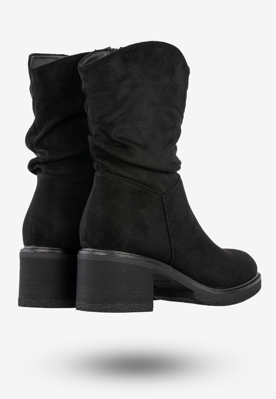 Botki Damskie Buty Zimowe Na Obcasie Ocieplane Czarne Potocki 25-51303BK