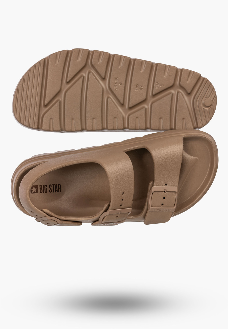 Sandały Damskie BIG STAR Piankowe Buty Letnie Na Klamry Brązowe TT274A035