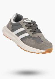 Sneakersy Dziecięce Buty Na Rzepy Sportowe Skórzana Wkładka Szare Apawwa